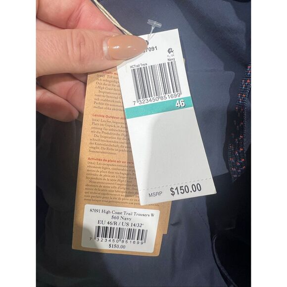 Fjällräven NWT High Coast Trail Trousers Navy Size 48/16 - Picture 4 of 5